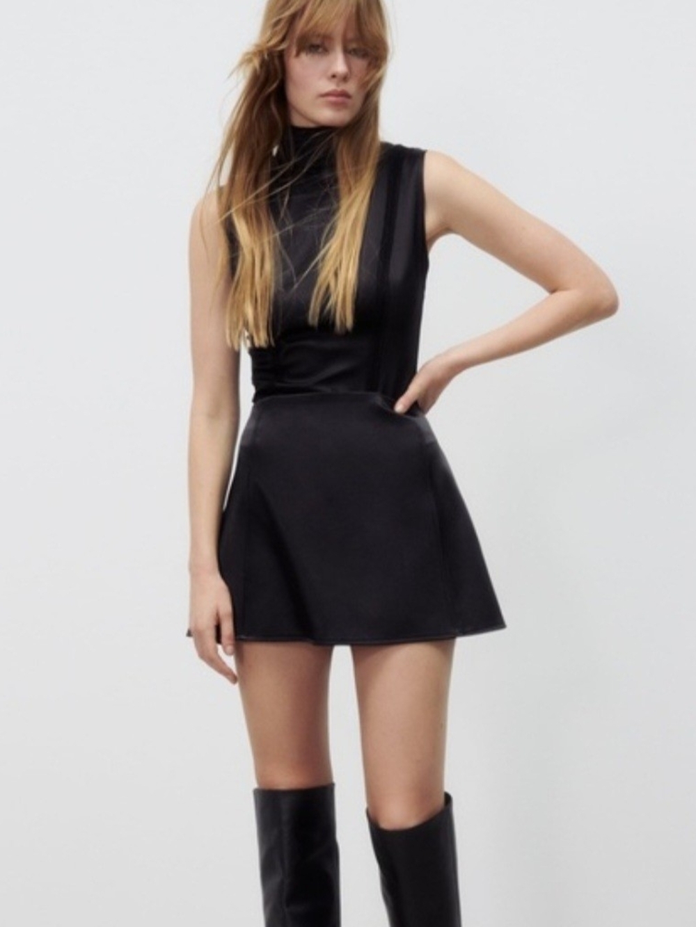 Zara Black Mini Skirt with A-Line Silhouette